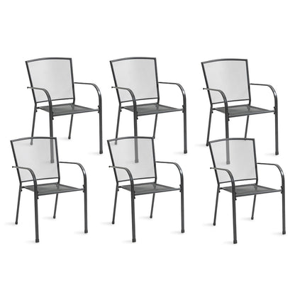 6-Piece Outdoor Dining Chair Set with E-Coating, Stackable Design