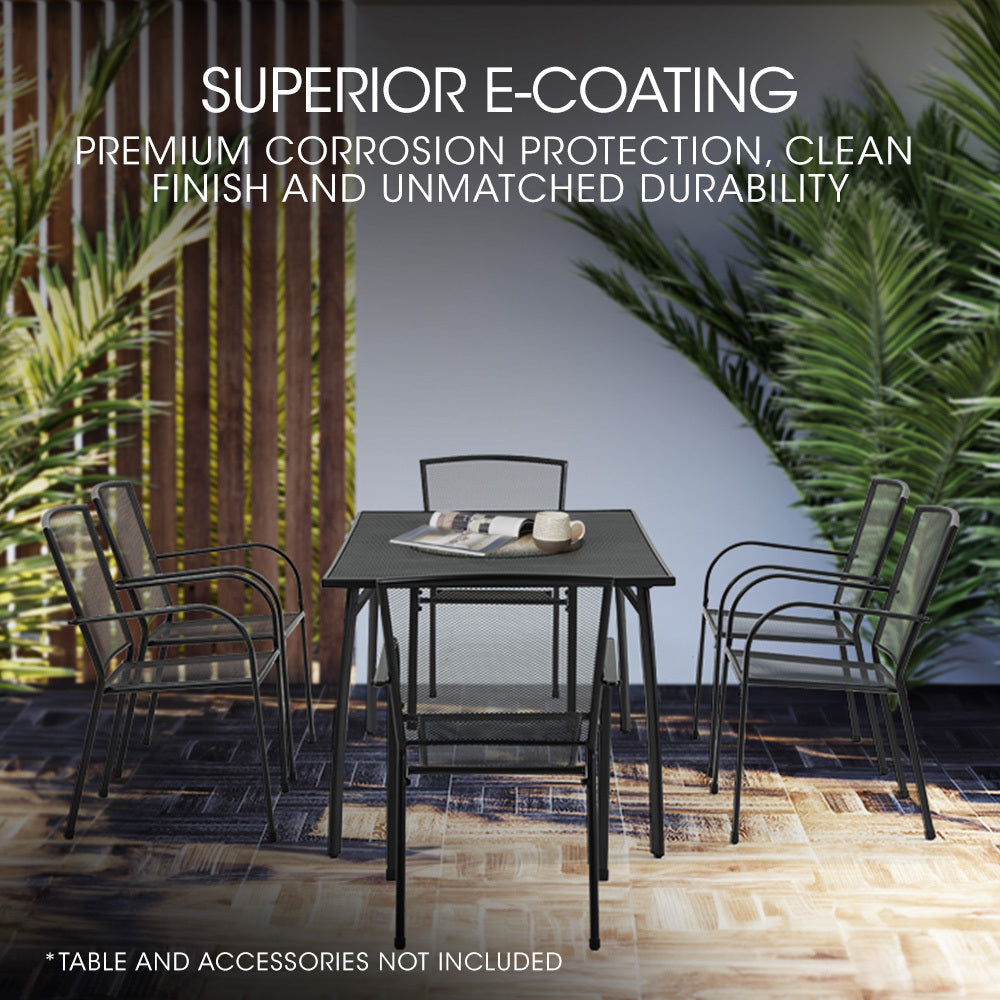 6-Piece Outdoor Dining Chair Set with E-Coating, Stackable Design