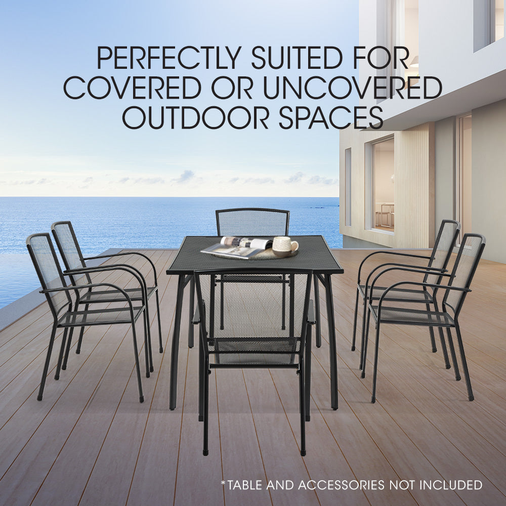6-Piece Outdoor Dining Chair Set with E-Coating, Stackable Design