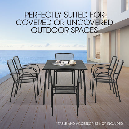 6-Piece Outdoor Dining Chair Set with E-Coating, Stackable Design