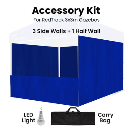 Navy Blue Gazebo Accessory Pack: Walls, Bag & USB LED Light for 3x3m Model