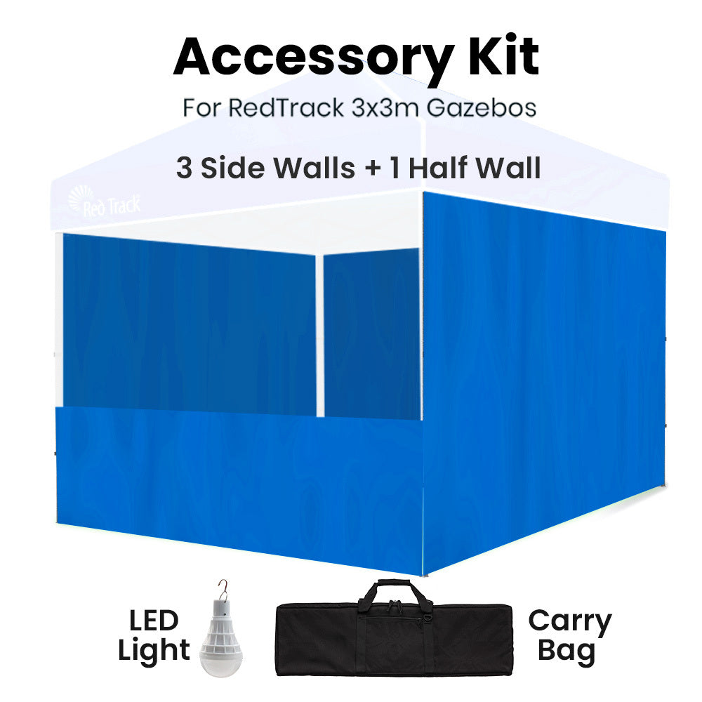 3x3m Gazebo Accessory Pack: Walls, Carry Bag, USB Rechargeable LED Light