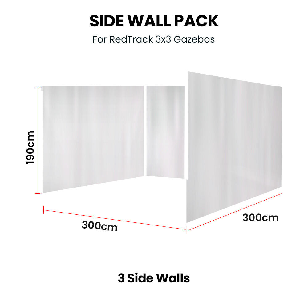 White 3-Side Walls for 3x3m Gazebo - Privacy & Weather Protection