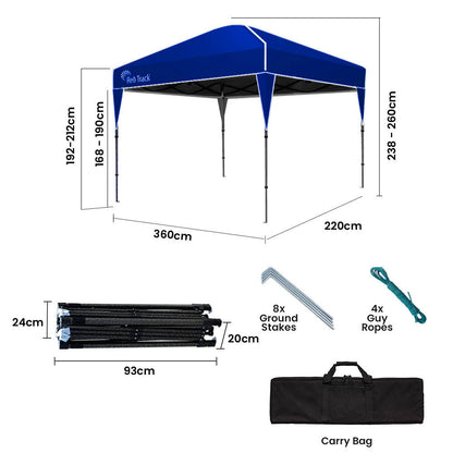 3.6x2.2m Ultra Compact Folding Gazebo with Carry Bag, Navy Blue