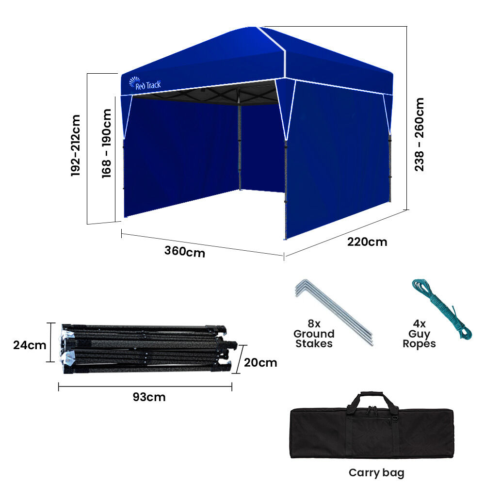 Ultra-Compact 2.2x3.6m Folding Gazebo with Walls & Carry Bag, Navy Blue