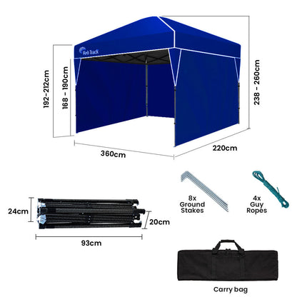 Ultra-Compact 2.2x3.6m Folding Gazebo with Walls & Carry Bag, Navy Blue