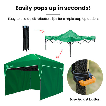 Compact 3.6x2.2m Green Folding Gazebo with Walls, Portable Outdoor Marquee