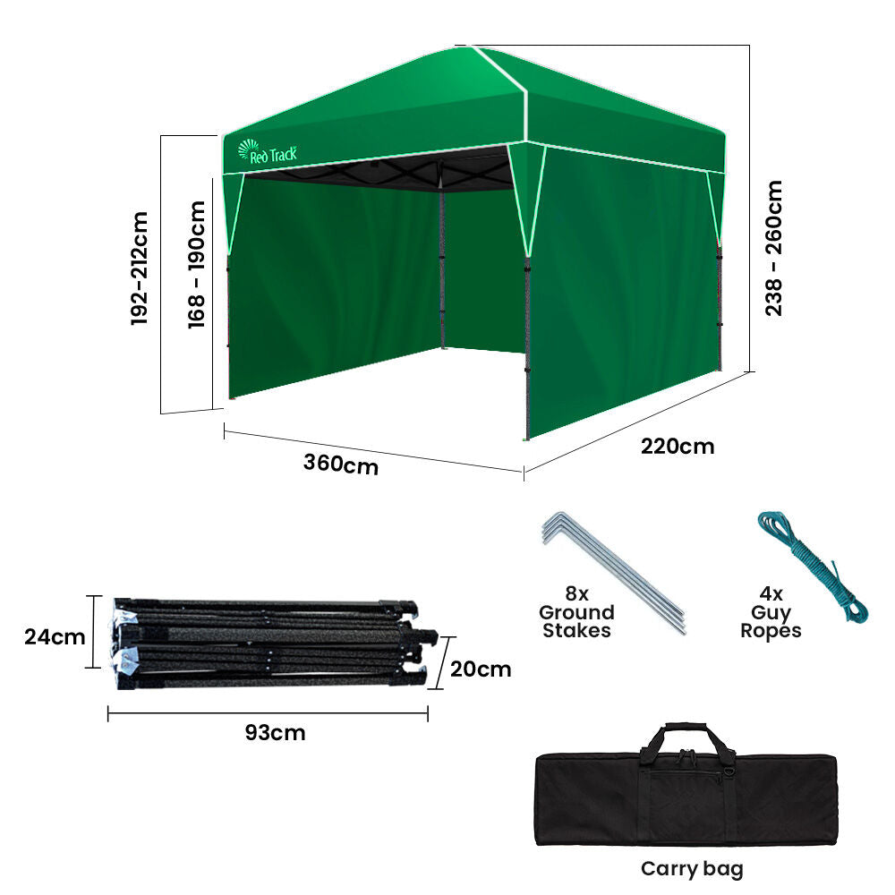 Compact 3.6x2.2m Green Folding Gazebo with Walls, Portable Outdoor Marquee