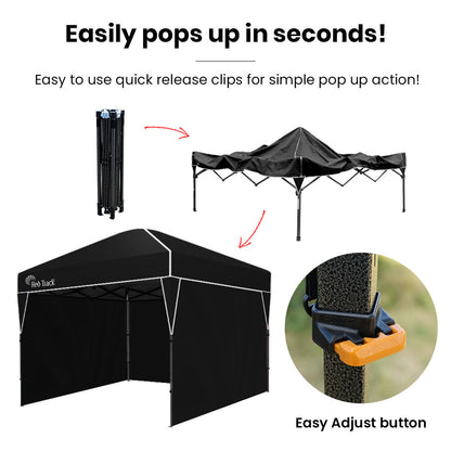 Ultra-Compact 3.6x2.2m Folding Gazebo with Walls & Carry Bag, Black