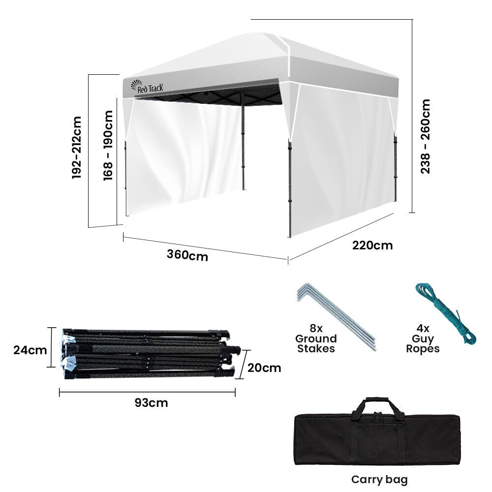 Ultra-Compact 3.6x2.2m Folding Gazebo with Walls & Carry Bag, White