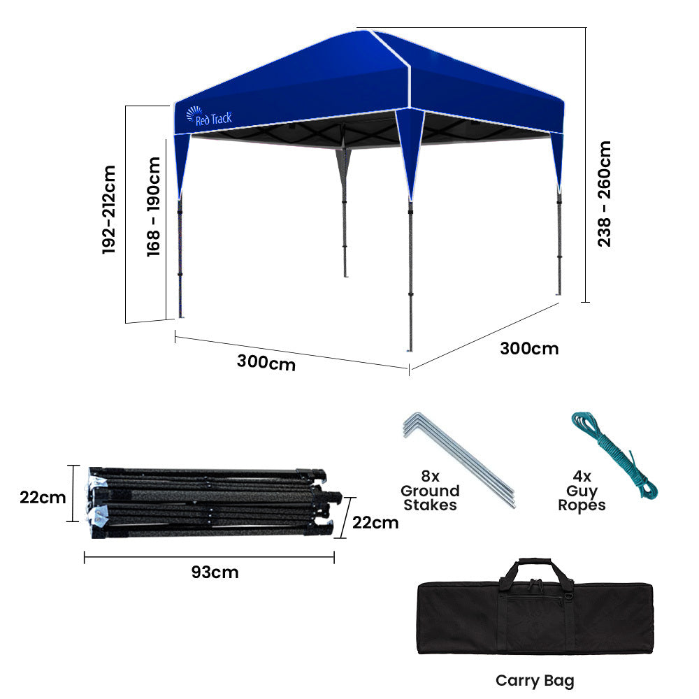 Compact 3x3m Portable Outdoor Gazebo with Carry Bag, Navy Blue