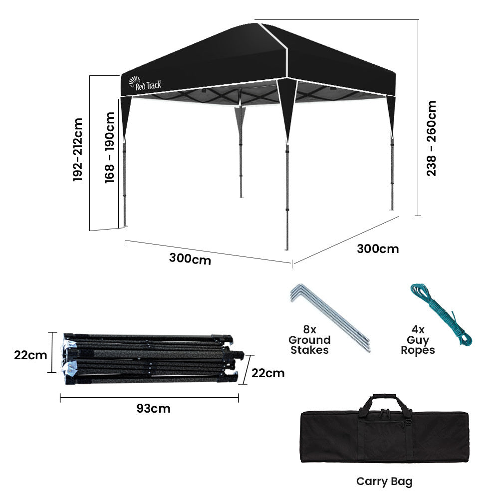3x3m Compact Folding Gazebo with UV Protection, Portable Outdoor Popup Tent