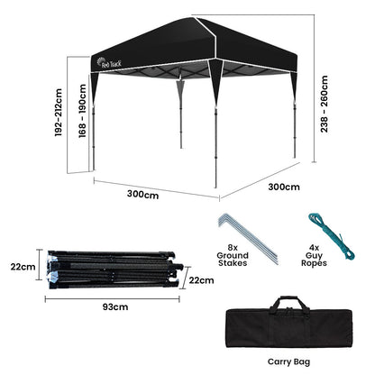 3x3m Compact Folding Gazebo with UV Protection, Portable Outdoor Popup Tent