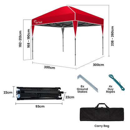 Compact 3x3m Gazebo with Carry Bag, Ideal for Outdoor Events, Red