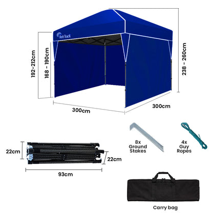 3x3m Ultra-Compact Gazebo with Walls, Portable Outdoor Shelter, Navy Blue
