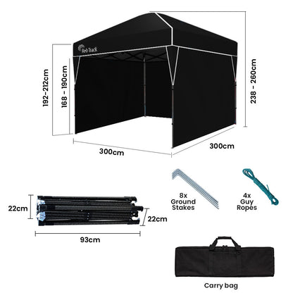 3x3m Ultra-Compact Folding Gazebo with Walls & Carry Bag for Outdoor Events