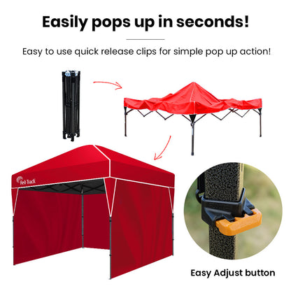 3x3m Ultra-Compact Gazebo with Walls, Portable Outdoor Marquee, Red