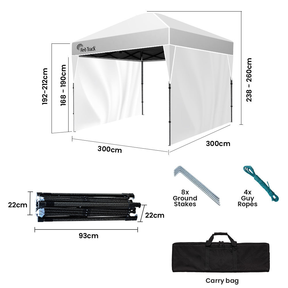 3x3m Ultra-Compact Folding Gazebo with Walls, Portable Outdoor Marquee