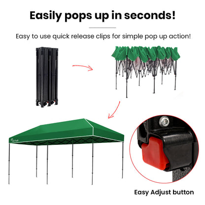 Compact 6x3m Folding Gazebo with UV Protection & Easy Setup, Green