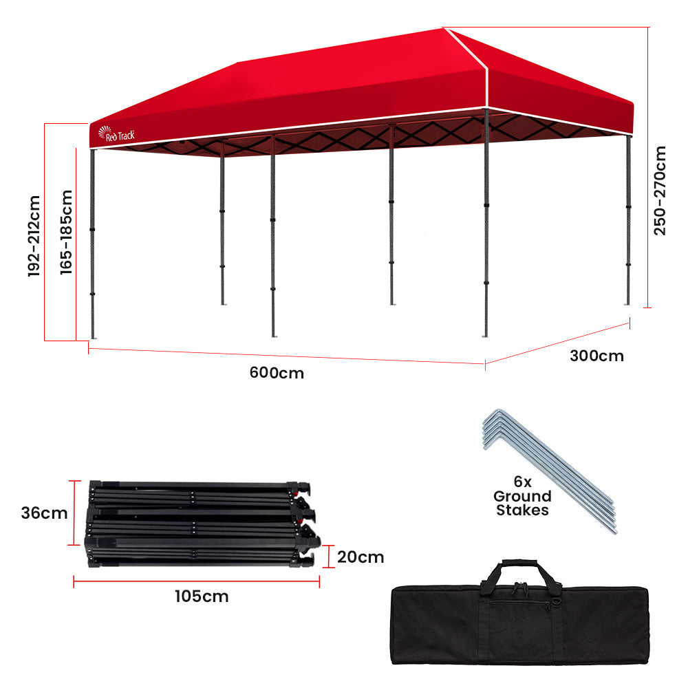 Compact 6x3m Red Outdoor Gazebo with Carry Bag – UV & Water Resistant