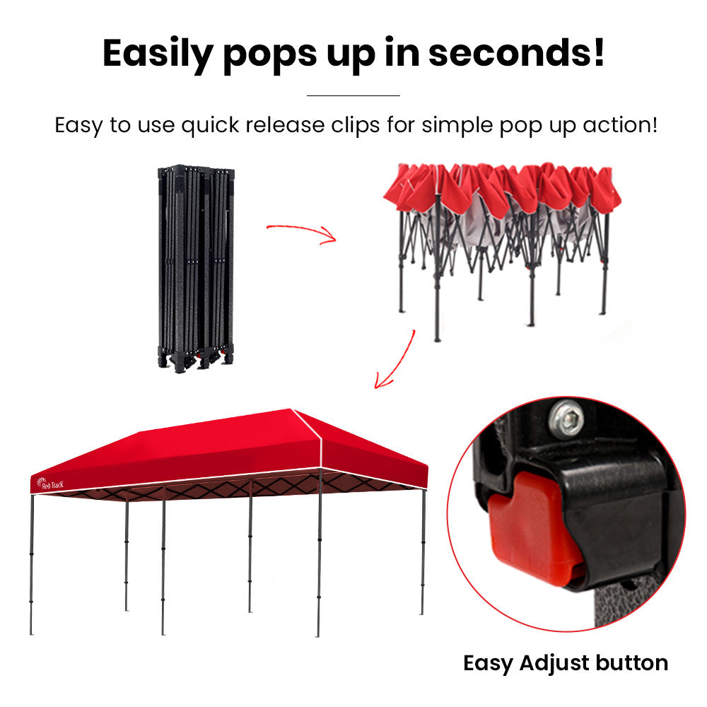 Compact 6x3m Red Outdoor Gazebo with Carry Bag – UV & Water Resistant