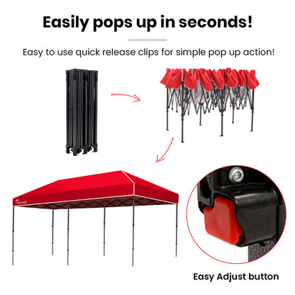 Compact 6x3m Red Outdoor Gazebo with Carry Bag – UV & Water Resistant