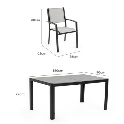 7-Piece Outdoor Dining Set with Rectangular Table and Mesh Chairs