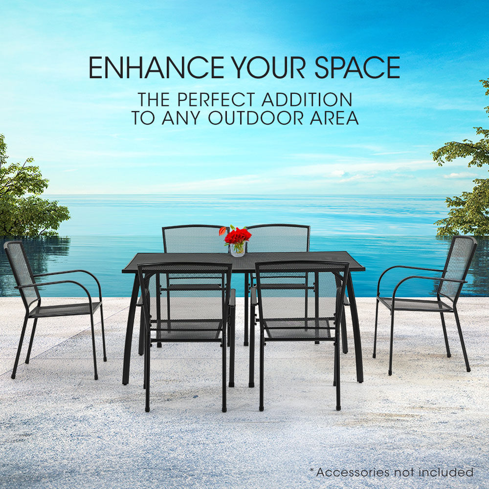 7-Piece Outdoor Dining Set with Table & Chairs, E-Coated for Durability
