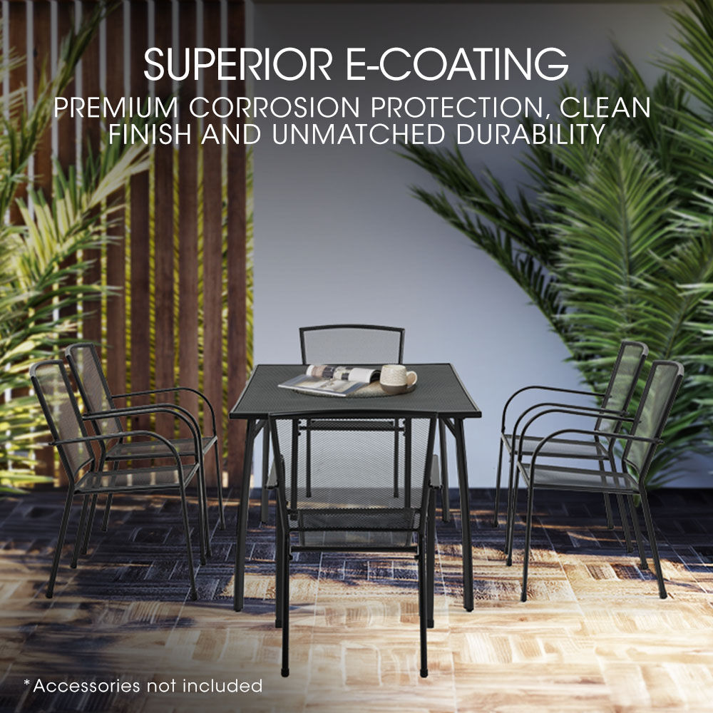 7-Piece Outdoor Dining Set with Table & Chairs, E-Coated for Durability