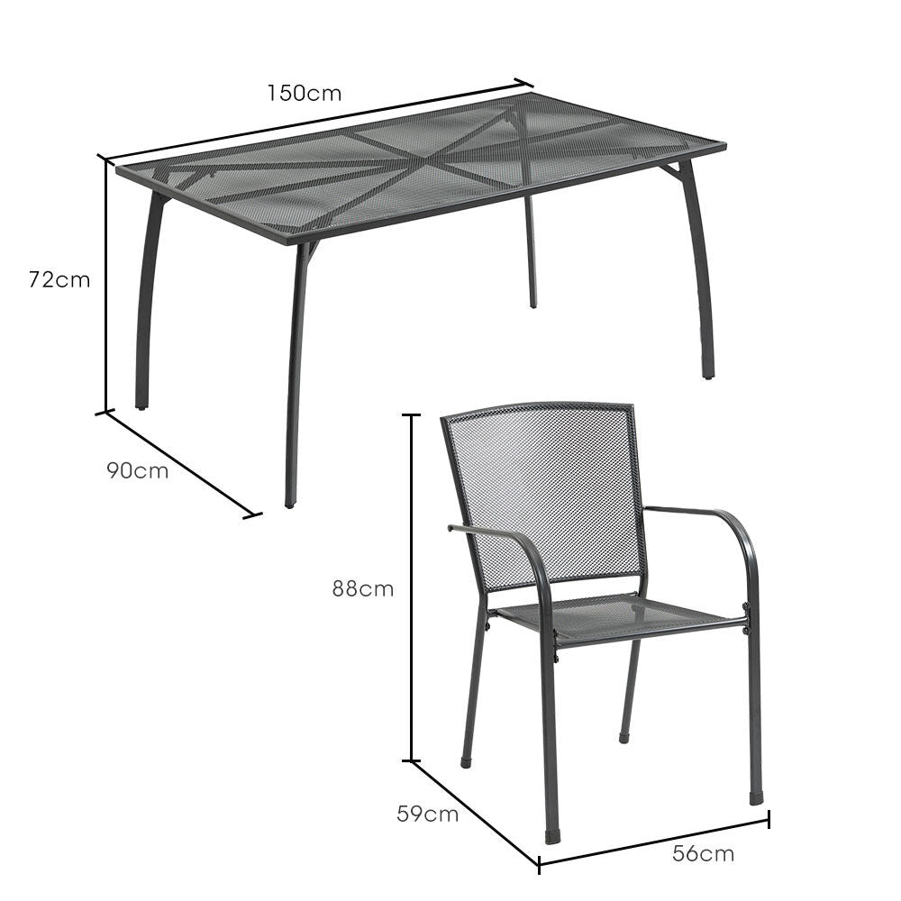 7-Piece Outdoor Dining Set with Table & Chairs, E-Coated for Durability