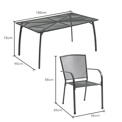 7-Piece Outdoor Dining Set with Table & Chairs, E-Coated for Durability