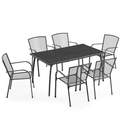 7-Piece Outdoor Dining Set with Table & Chairs, E-Coated for Durability