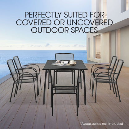 7-Piece Outdoor Dining Set with Table & Chairs, E-Coated for Durability