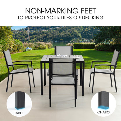 5-Piece Outdoor Dining Set with 0.9m Table & Mesh Chairs for Patio