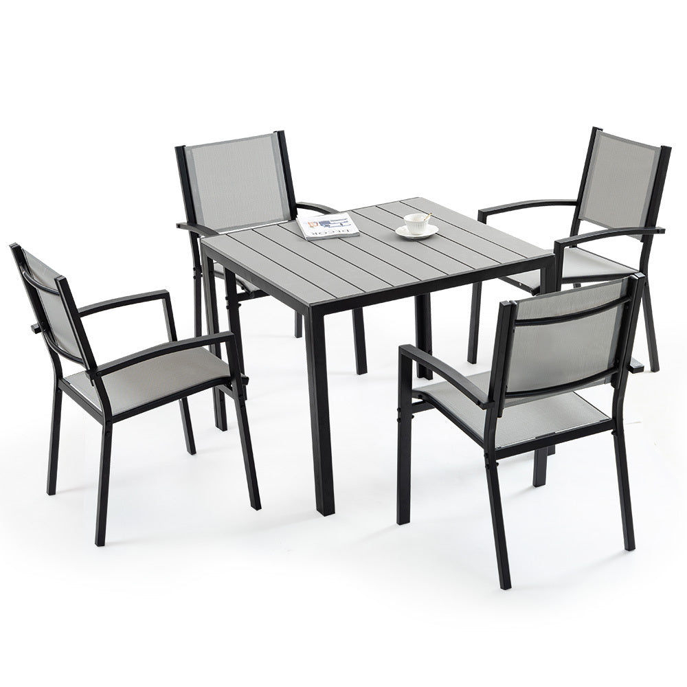 5-Piece Outdoor Dining Set with 0.9m Table & Mesh Chairs for Patio