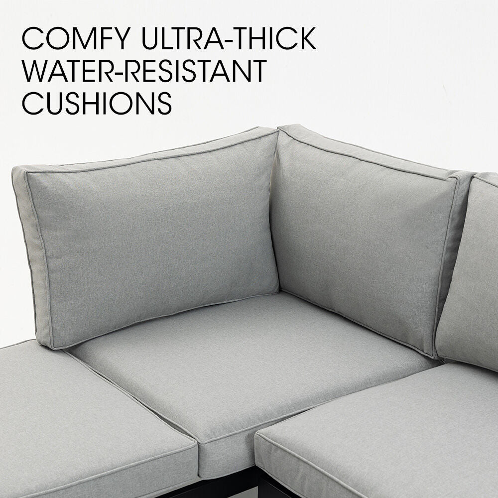 4-Piece Outdoor Lounge Sofa Set with Cushions and Side Tables for Garden Patio