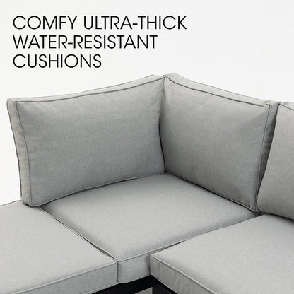 4-Piece Outdoor Lounge Sofa Set with Cushions and Side Tables for Garden Patio