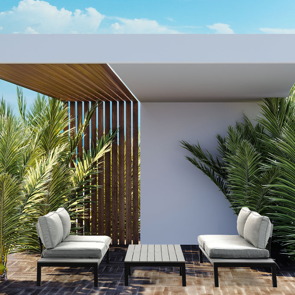 4-Piece Outdoor Lounge Sofa Set with Cushions and Side Tables for Garden Patio