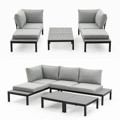 4-Piece Outdoor Lounge Sofa Set with Cushions and Side Tables for Garden Patio