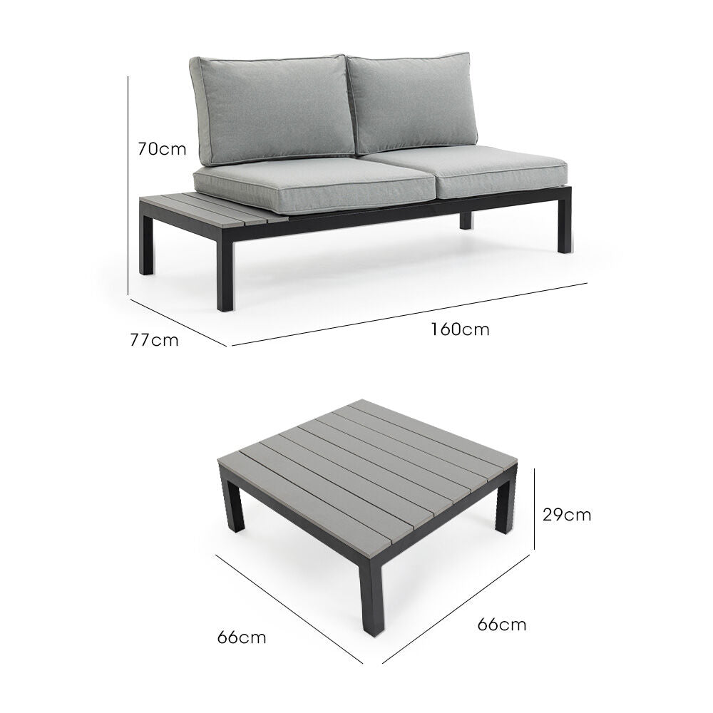 4-Piece Outdoor Lounge Sofa Set with Cushions and Side Tables for Garden Patio