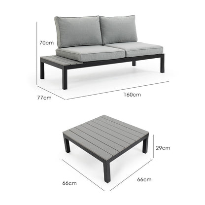 4-Piece Outdoor Lounge Sofa Set with Cushions and Side Tables for Garden Patio