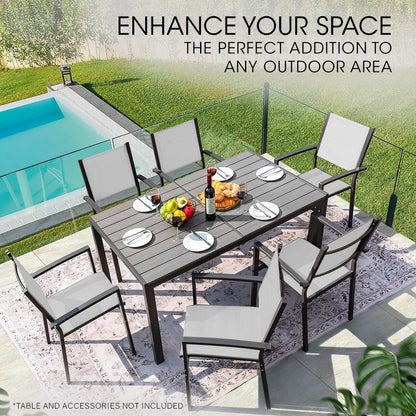 6-Piece Outdoor Dining Chair Set with Rust-Resistant Frame and Mesh Fabric