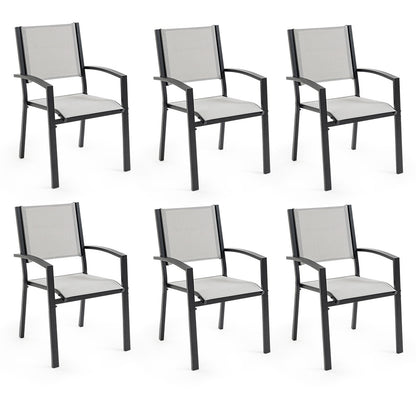 6-Piece Outdoor Dining Chair Set with Rust-Resistant Frame and Mesh Fabric