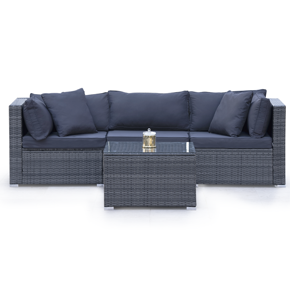 4 Seater Modular Outdoor Lounge Set with Coffee Table - Grey, 3 Metres