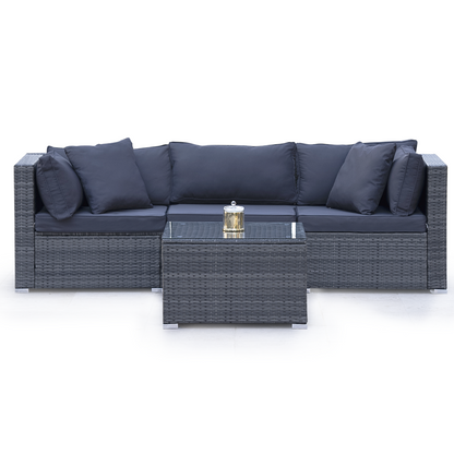 4 Seater Modular Outdoor Lounge Set with Coffee Table - Grey, 3 Metres