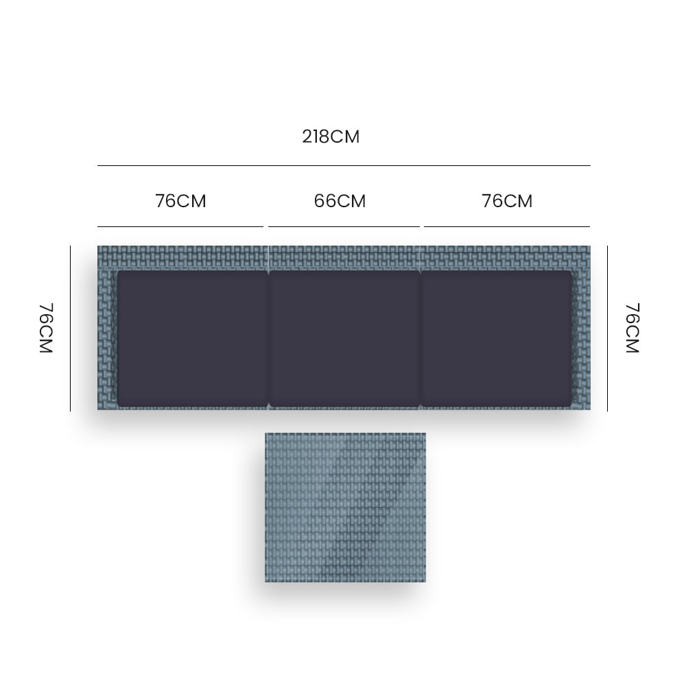 4 Seater Modular Outdoor Lounge Set with Coffee Table - Grey, 3 Metres