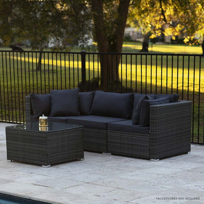 4 Seater Modular Outdoor Lounge Set with Coffee Table - Grey, 3 Metres