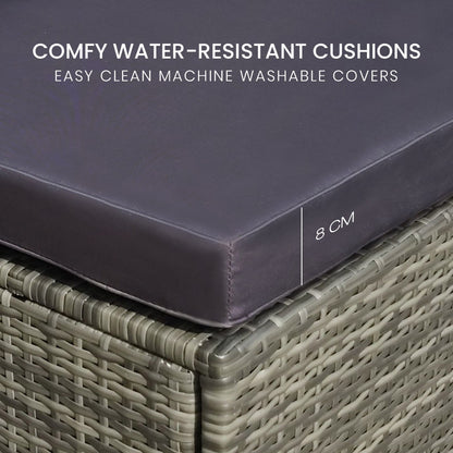 Modular Outdoor Lounge Sofa Set with UV-Resistant Wicker and Cushions, Grey