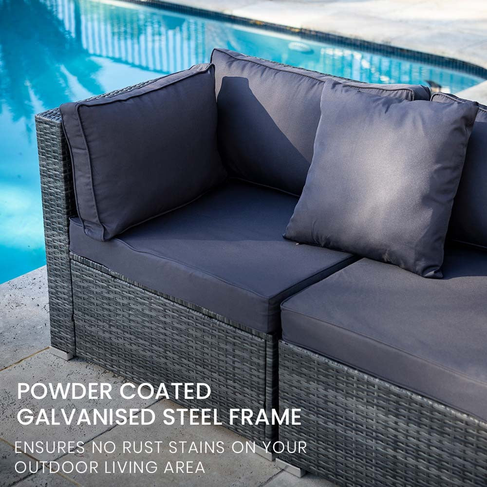 4-Piece Modular Outdoor Lounge Set with Ottoman & Coffee Table, Grey