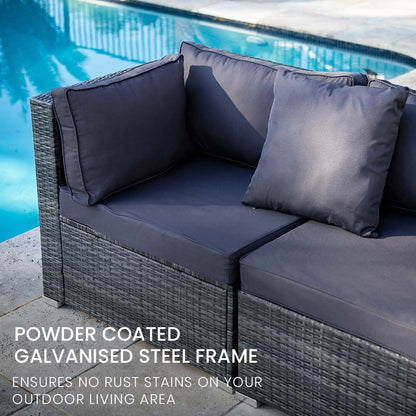 4-Piece Modular Outdoor Lounge Set with Ottoman & Coffee Table, Grey